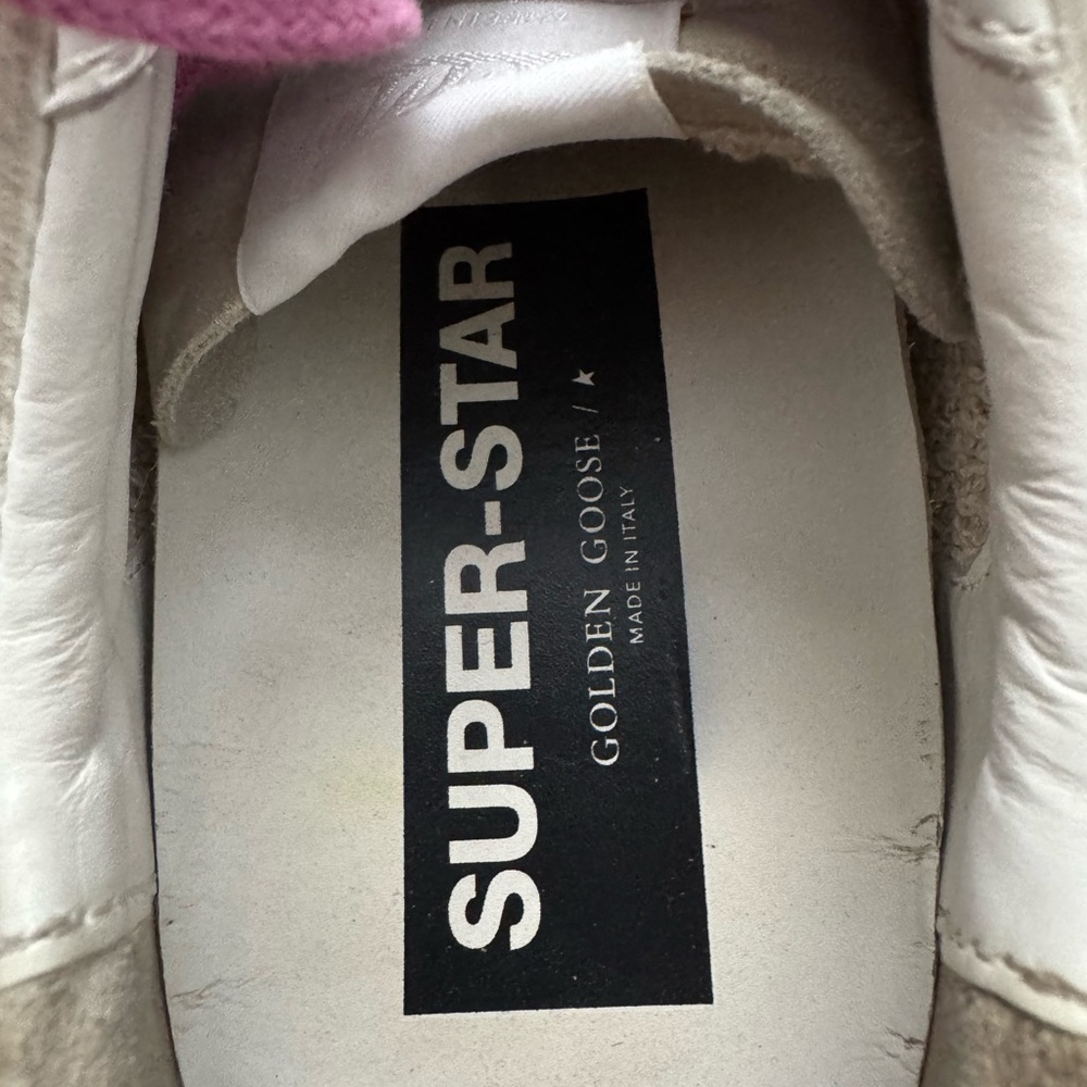 Golden Goose Super-Star Sneakers with Pink Laces and Teal Glitter Star - Picture 6 of 6